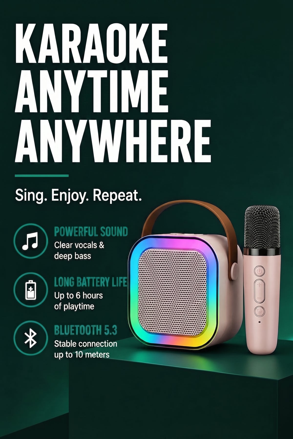 Vendacta Portable Bluetooth Karaoke Speaker with Microphone
