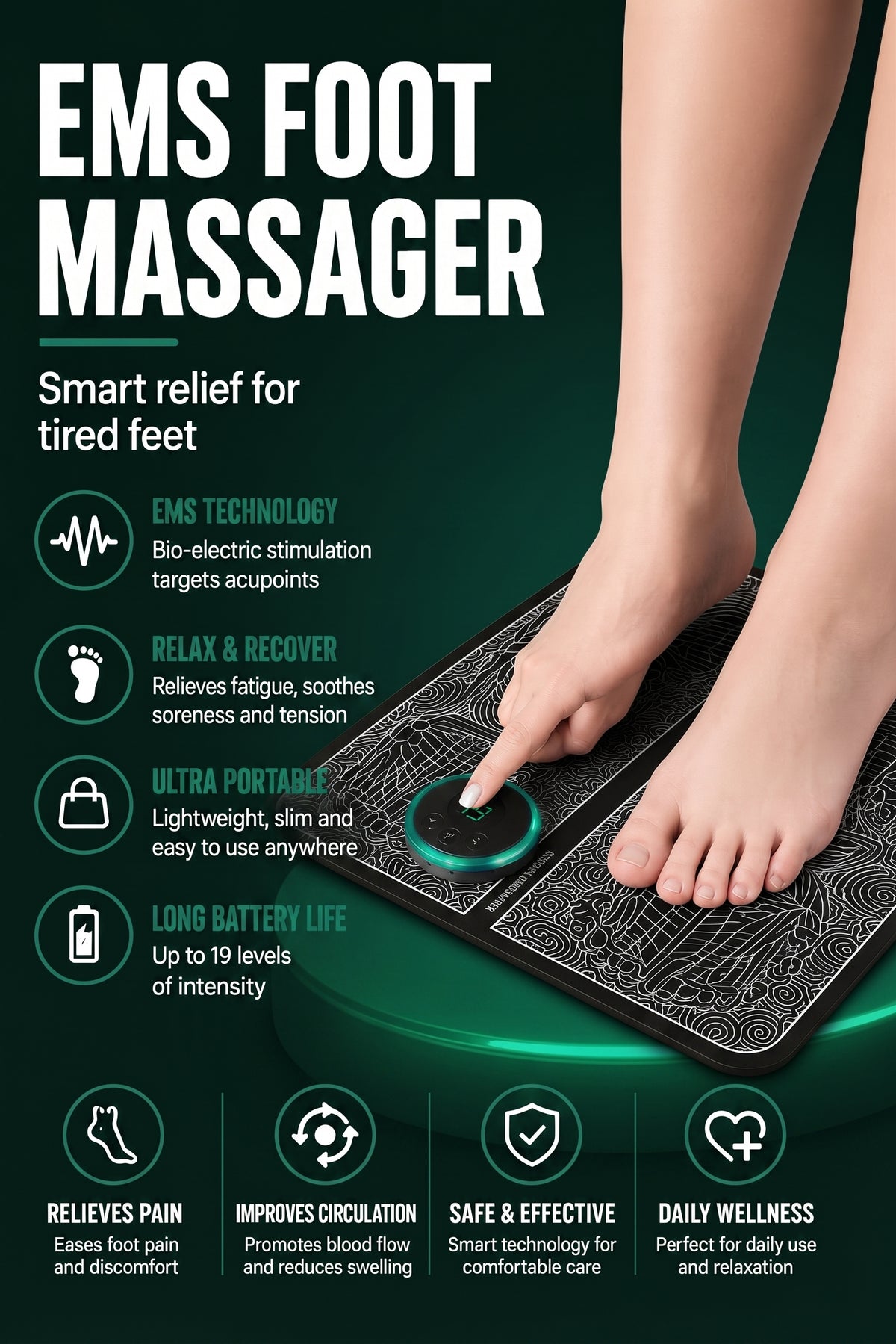 Vendacta EMS Foot Massage Pad with Pulse Technology