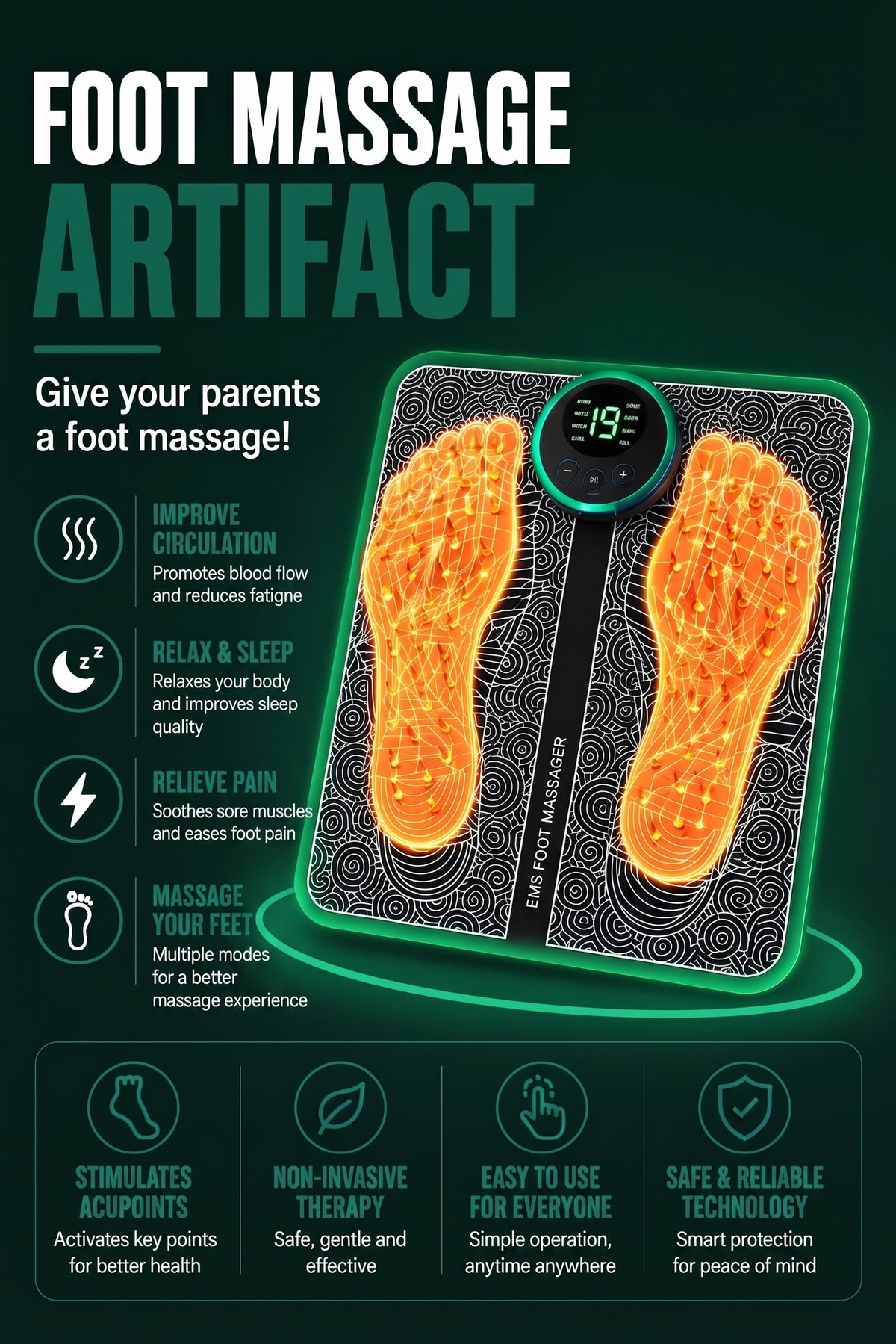 Vendacta EMS Foot Massage Pad with Pulse Technology