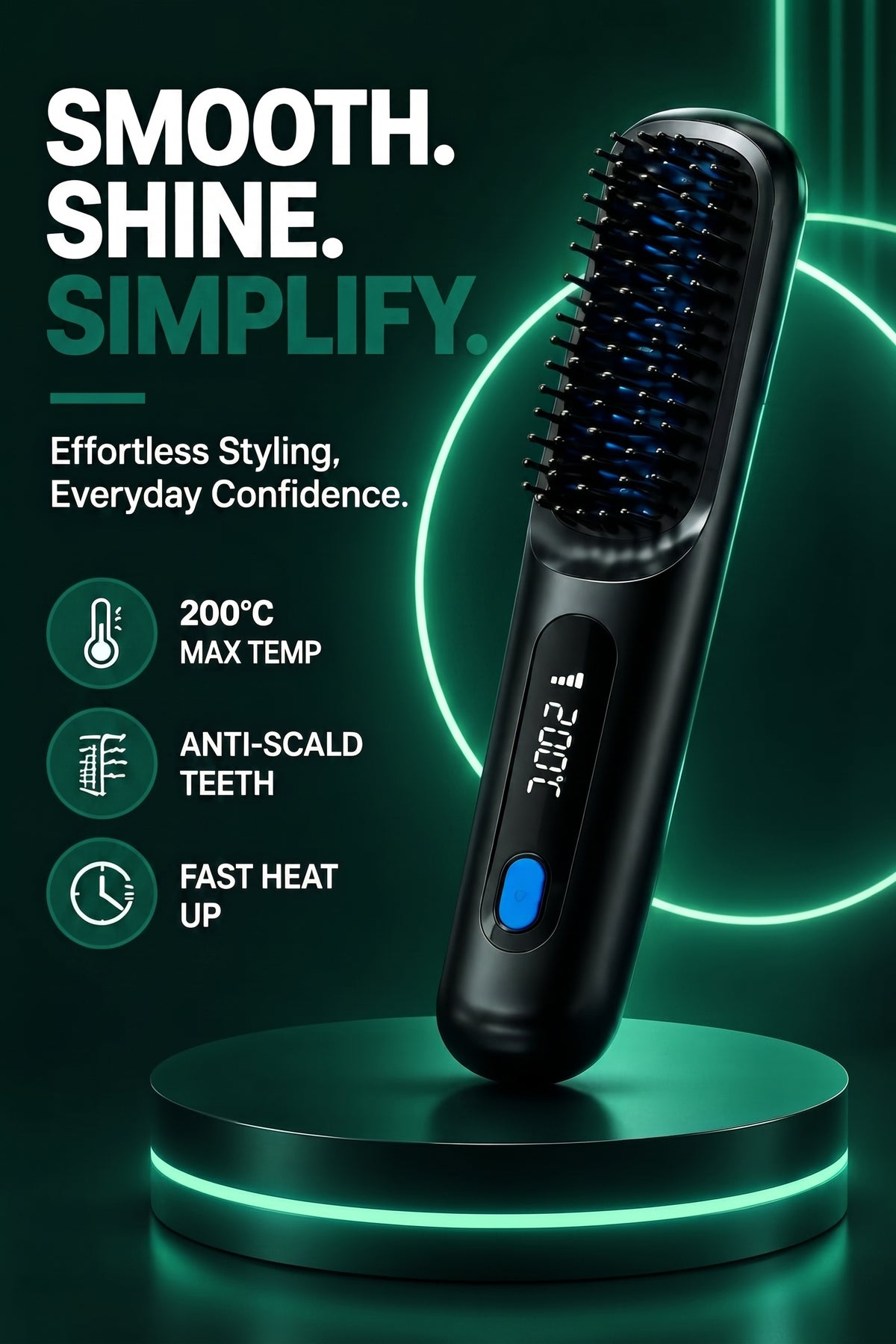 Vendacta Wireless Hair Straightening Comb with Negative Ion Technology