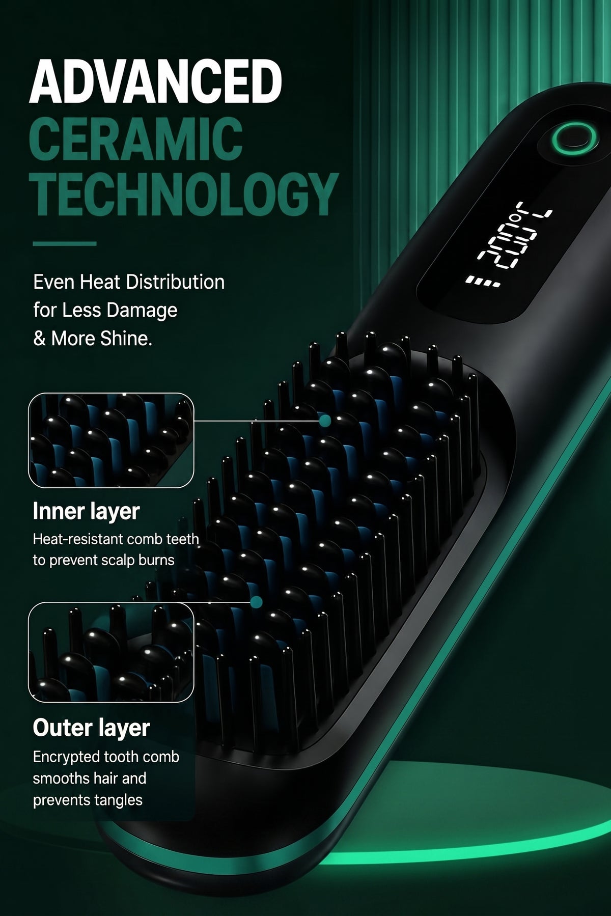 Vendacta Wireless Hair Straightening Comb with Negative Ion Technology