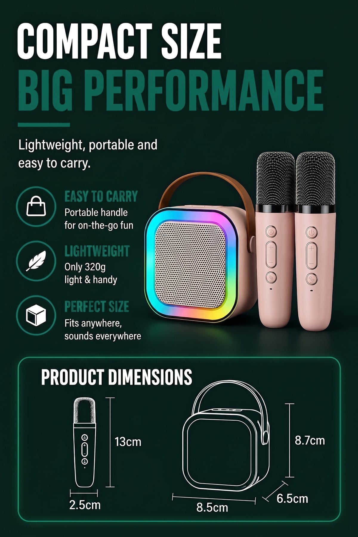 Vendacta Portable Bluetooth Karaoke Speaker with Microphone
