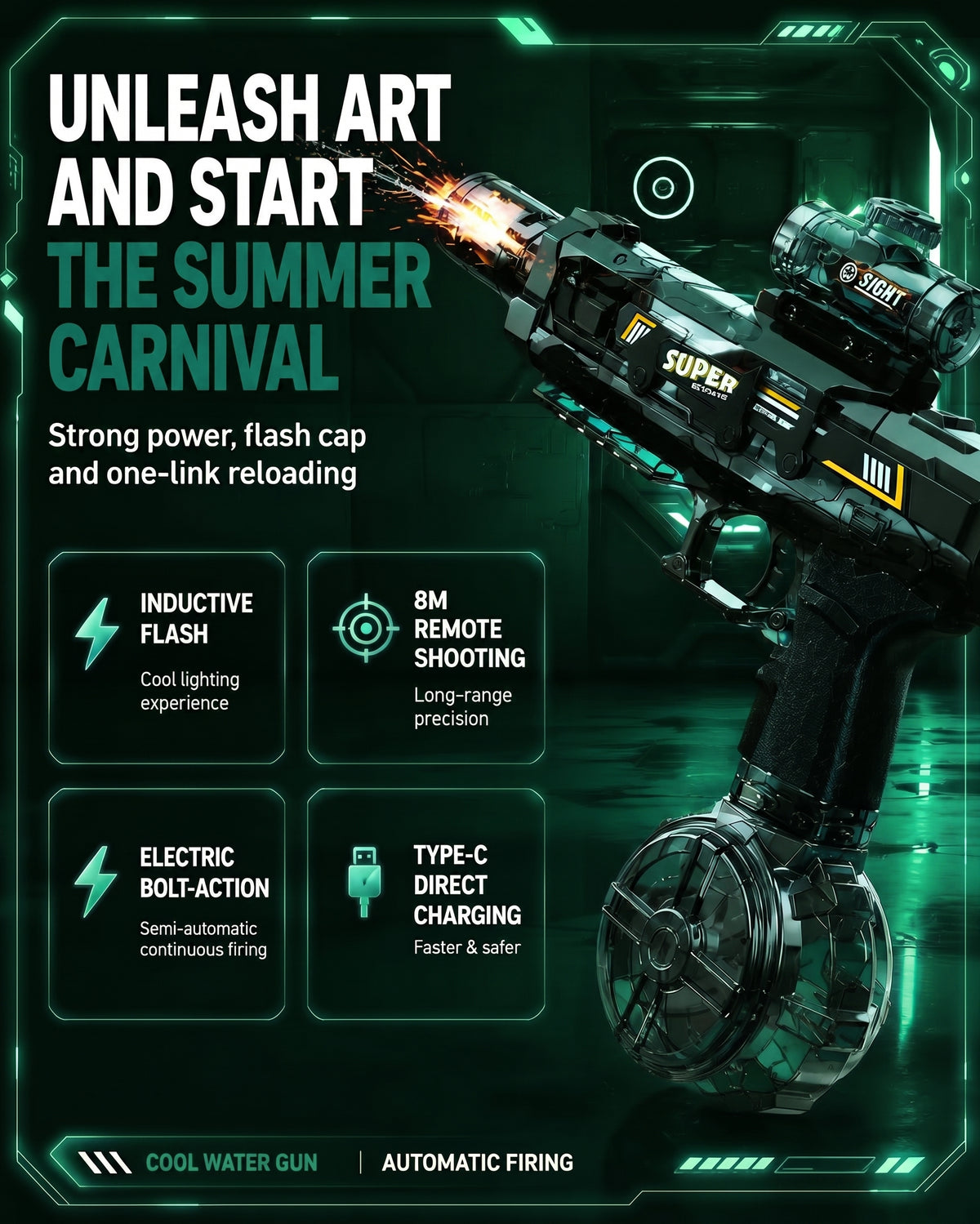 Vendacta Electric Water Gun with Light Effect